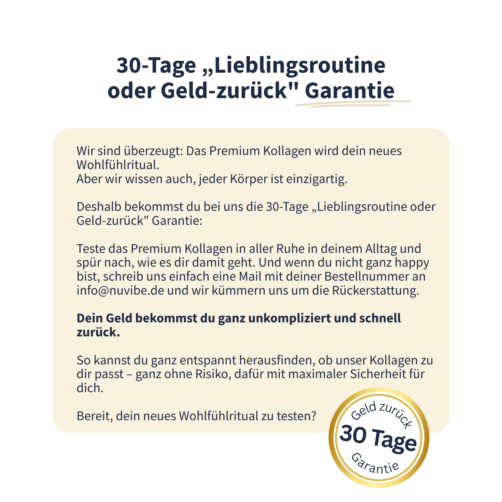 30 Tage Geld zurück Garantie bei NuVibe