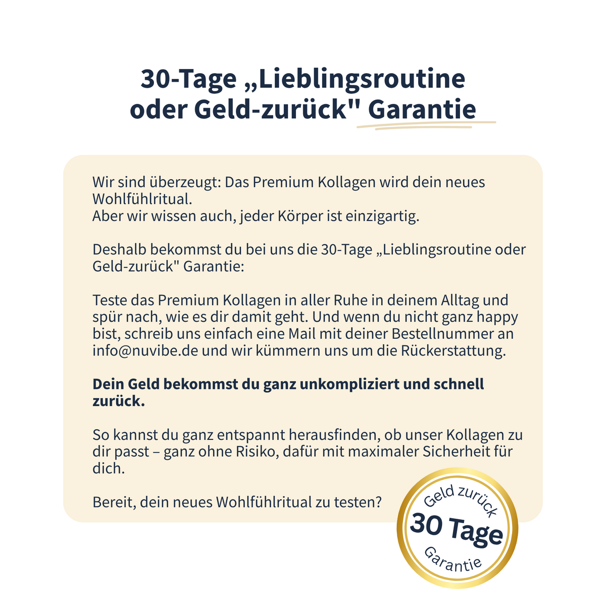 30 Tage Geld zurück Garantie bei NuVibe