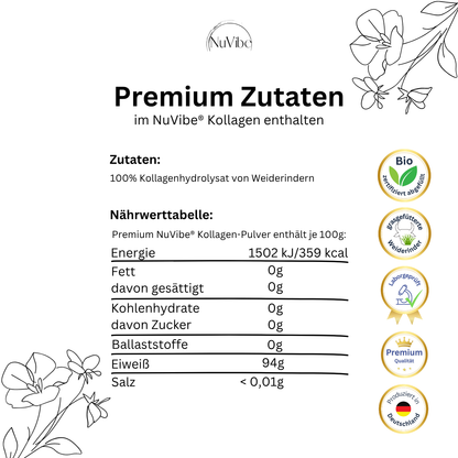 Zutatenliste NuVibe Premium Kollagen